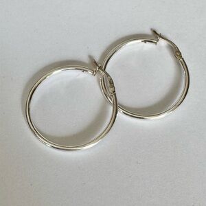 Sterling Silver Hoop Earrings 1 inch